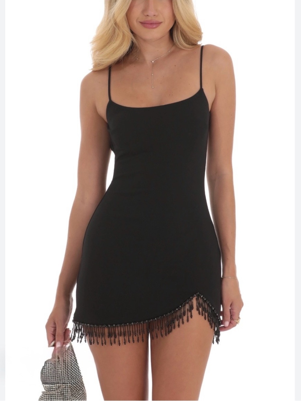 Lucy In The Sky Black Beaded Fringe Mini Dress XXS